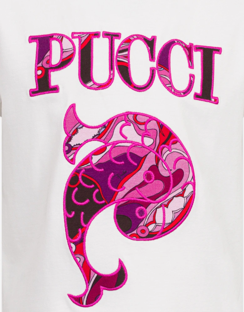 Girls Fish Logo T-Shirt in Ivory