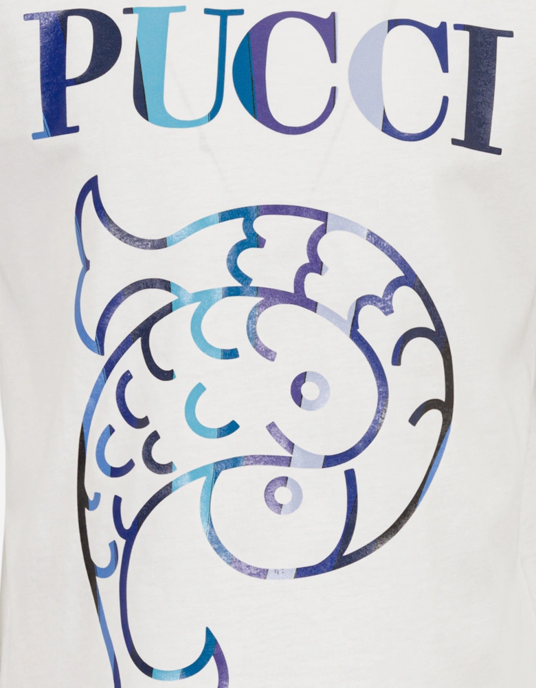 Girls Fish Logo T-Shirt in Ivory