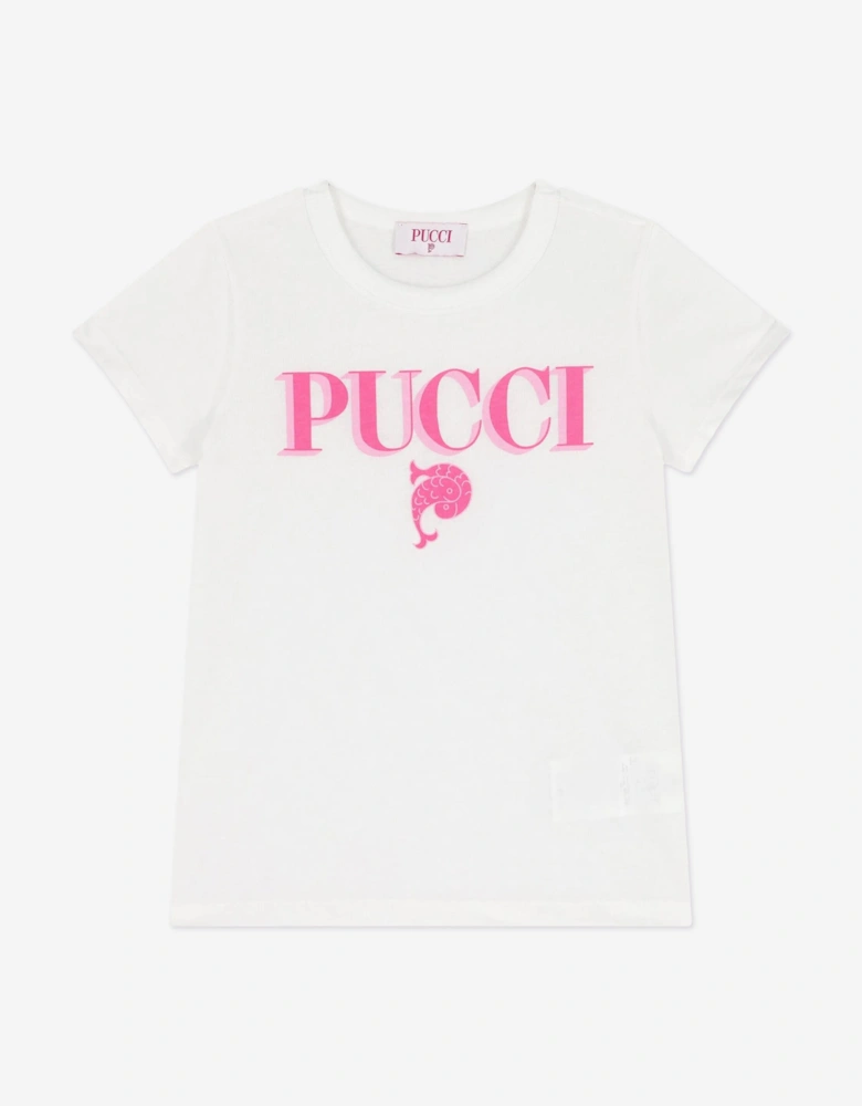 Girls Fish Logo T-Shirt in Ivory