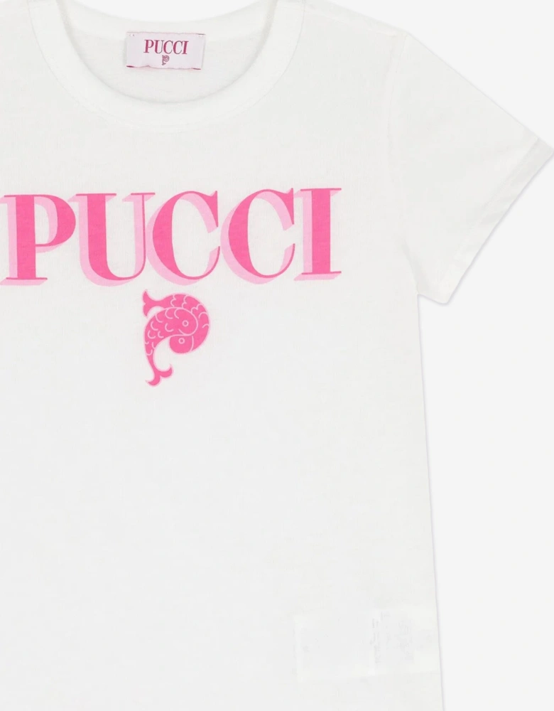 Girls Fish Logo T-Shirt in Ivory