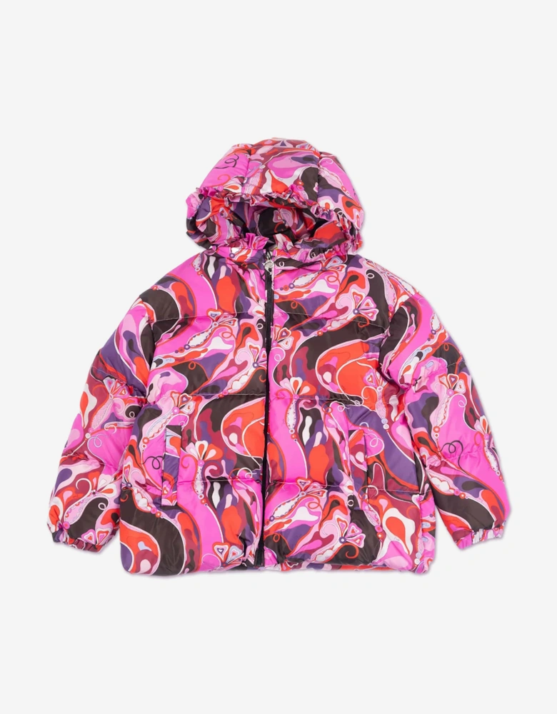Girls Down Padded Puffer Jacket in Pink