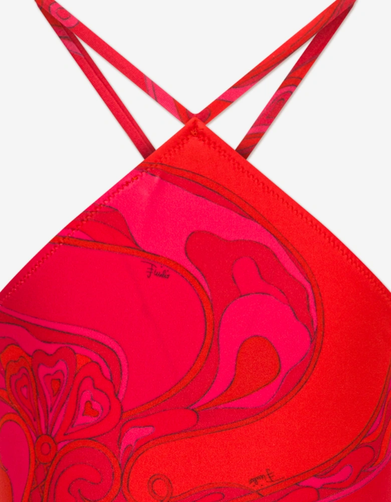 Girls Orchidee Print Swimsuit in Red
