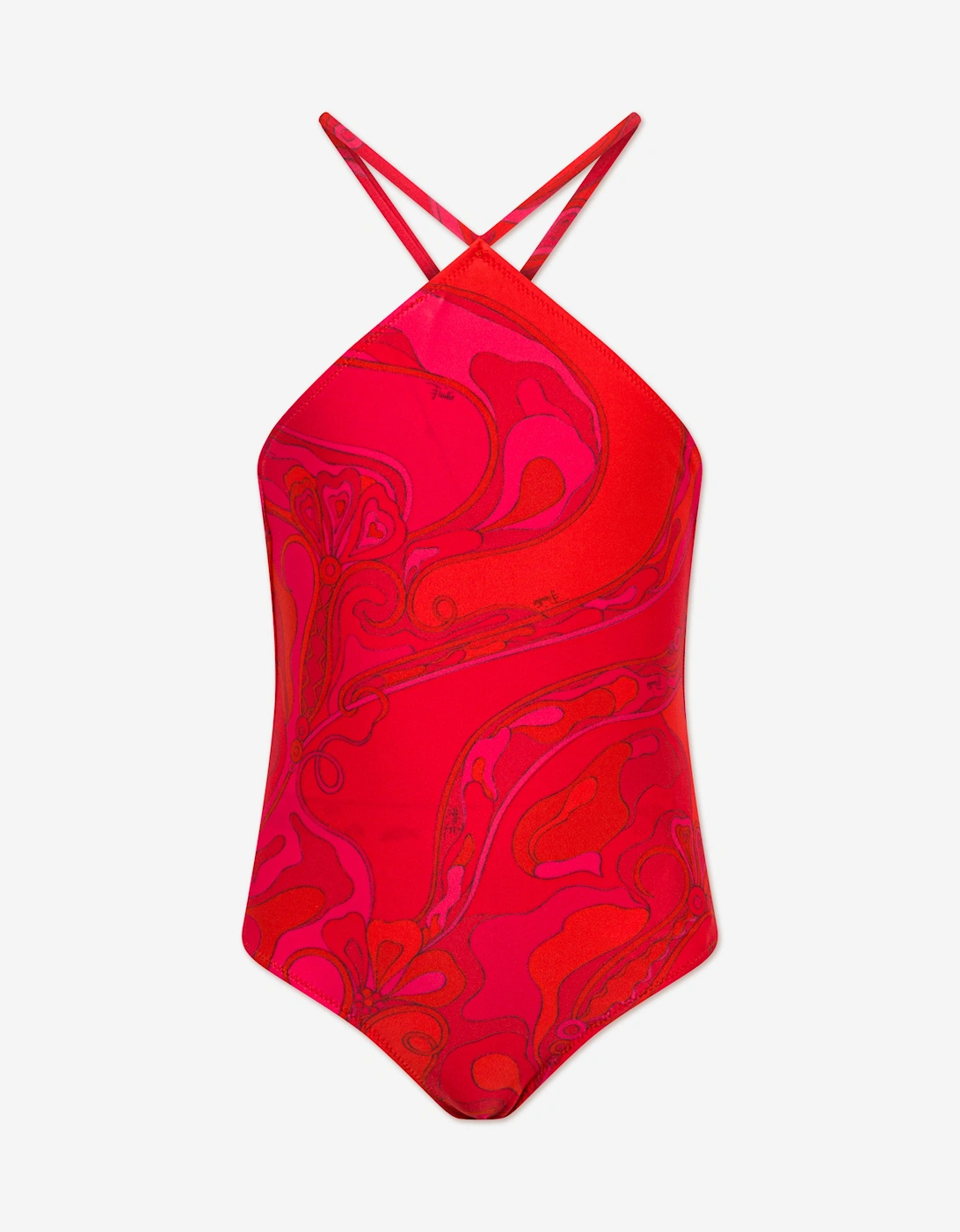 Girls Orchidee Print Swimsuit in Red, 5 of 4