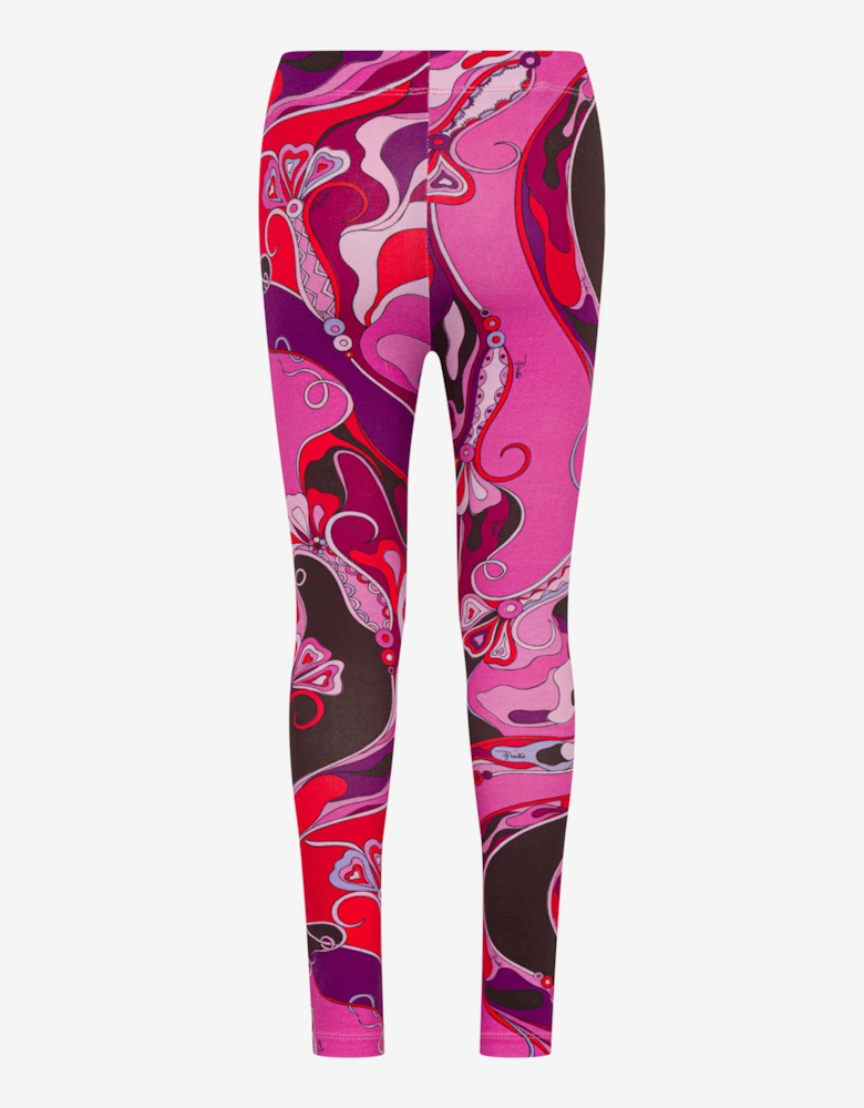Girls Orchidee Print Leggings in Pink