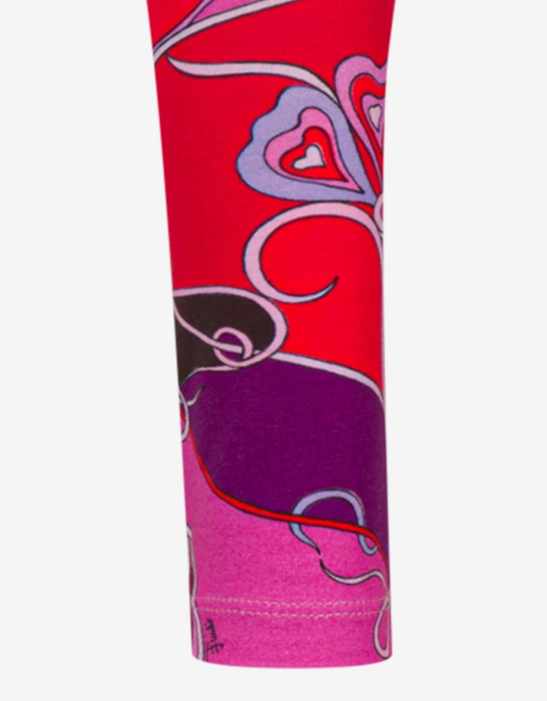 Girls Orchidee Print Leggings in Pink