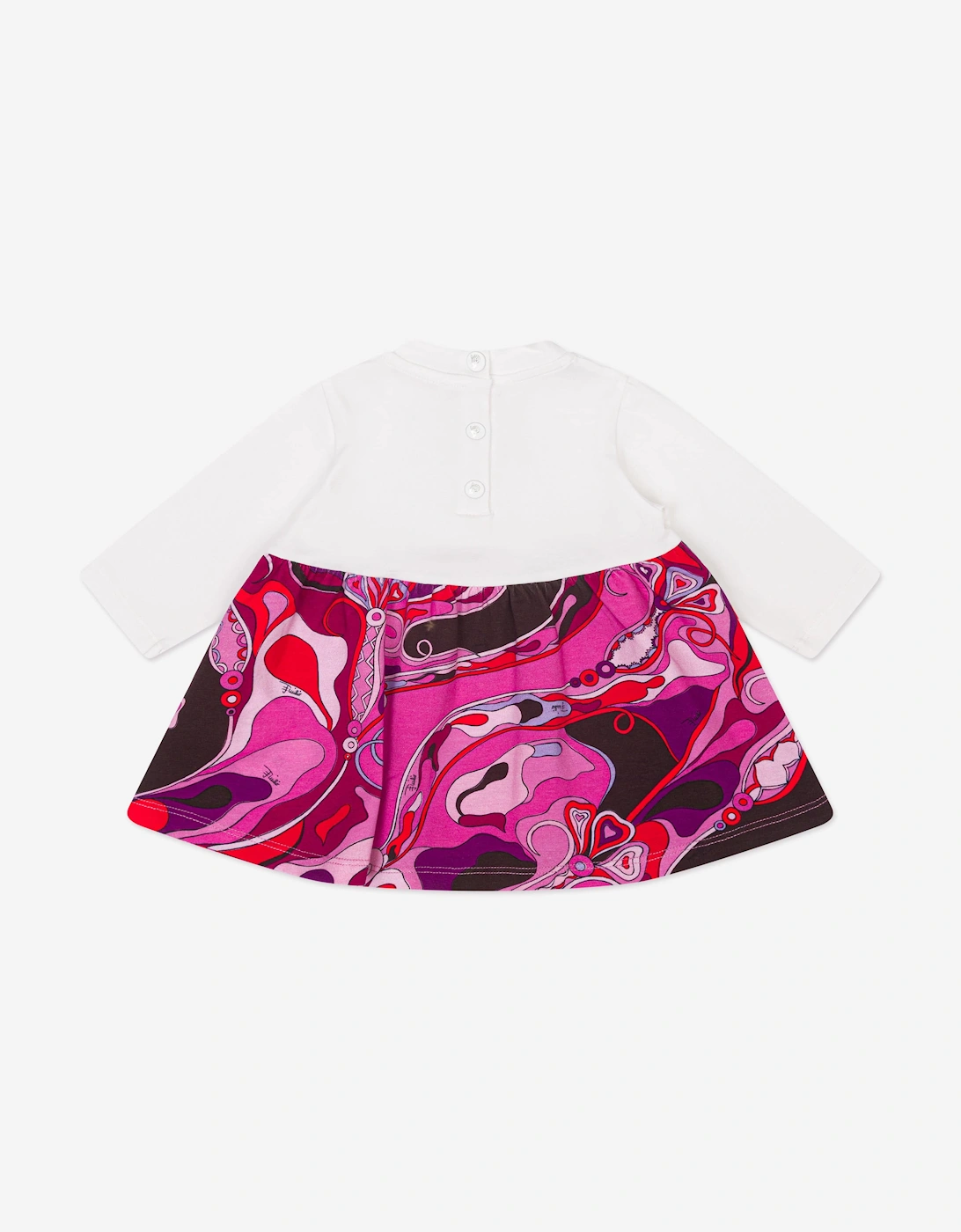 Baby Girls Orchidee Print Logo Dress in Ivory
