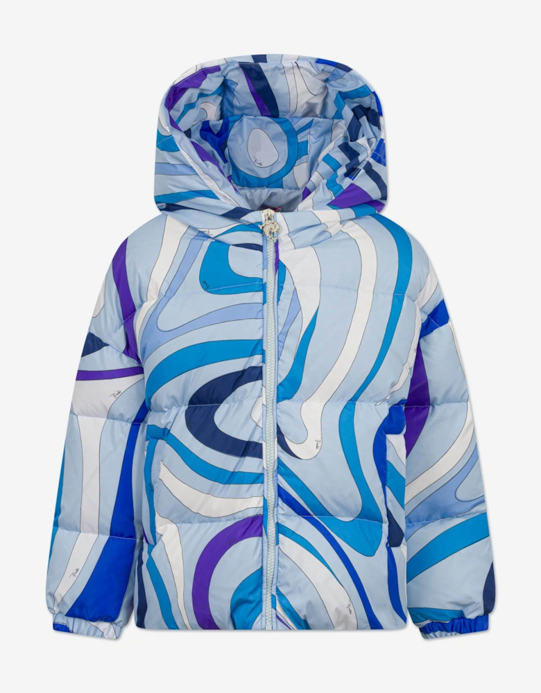 Girls Down Padded Puffer Jacket in Blue