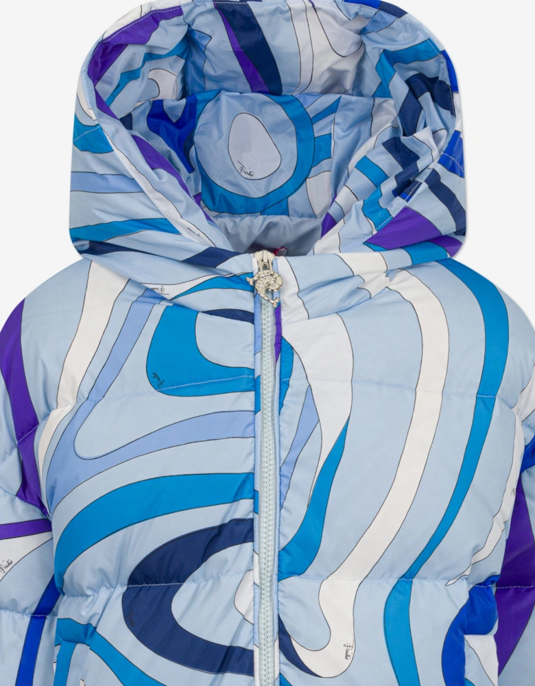 Girls Down Padded Puffer Jacket in Blue