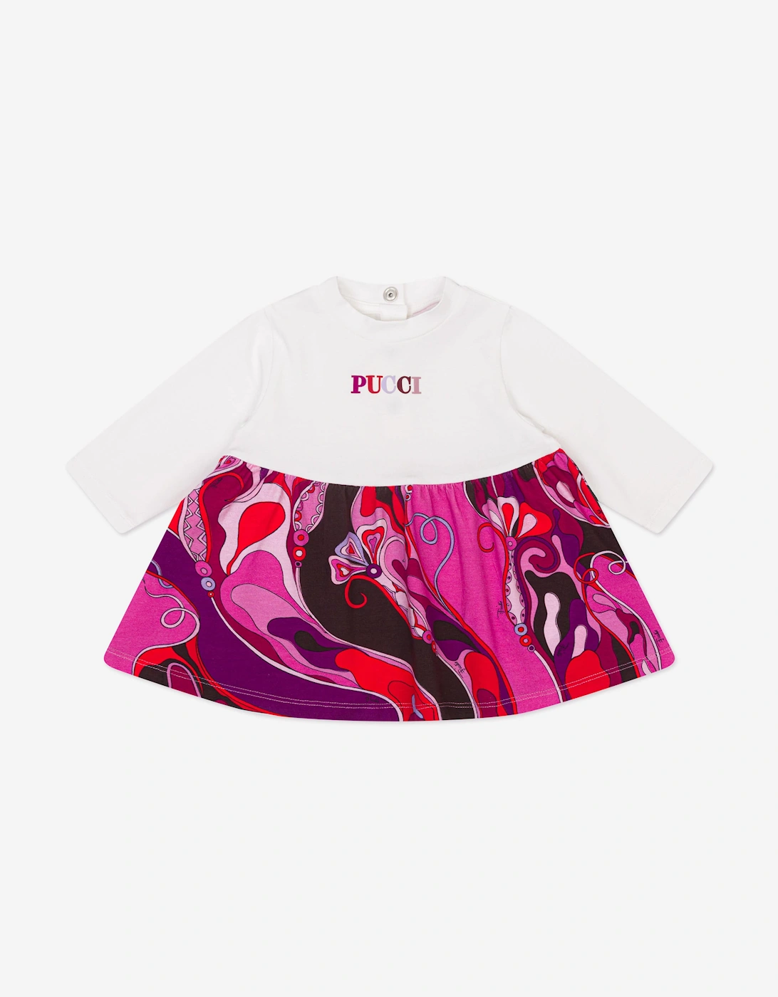 Baby Girls Orchidee Print Logo Dress in Ivory, 5 of 4