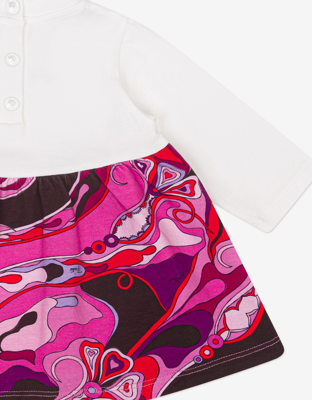 Baby Girls Orchidee Print Logo Dress in Ivory