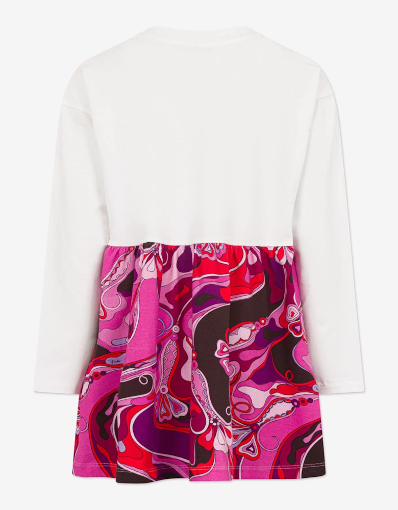 Girls Orchidee Print Dress in Ivory