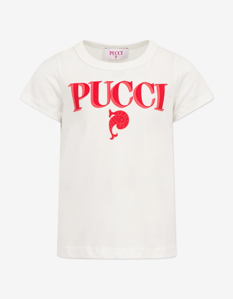Girls Fish Logo T-Shirt in Ivory