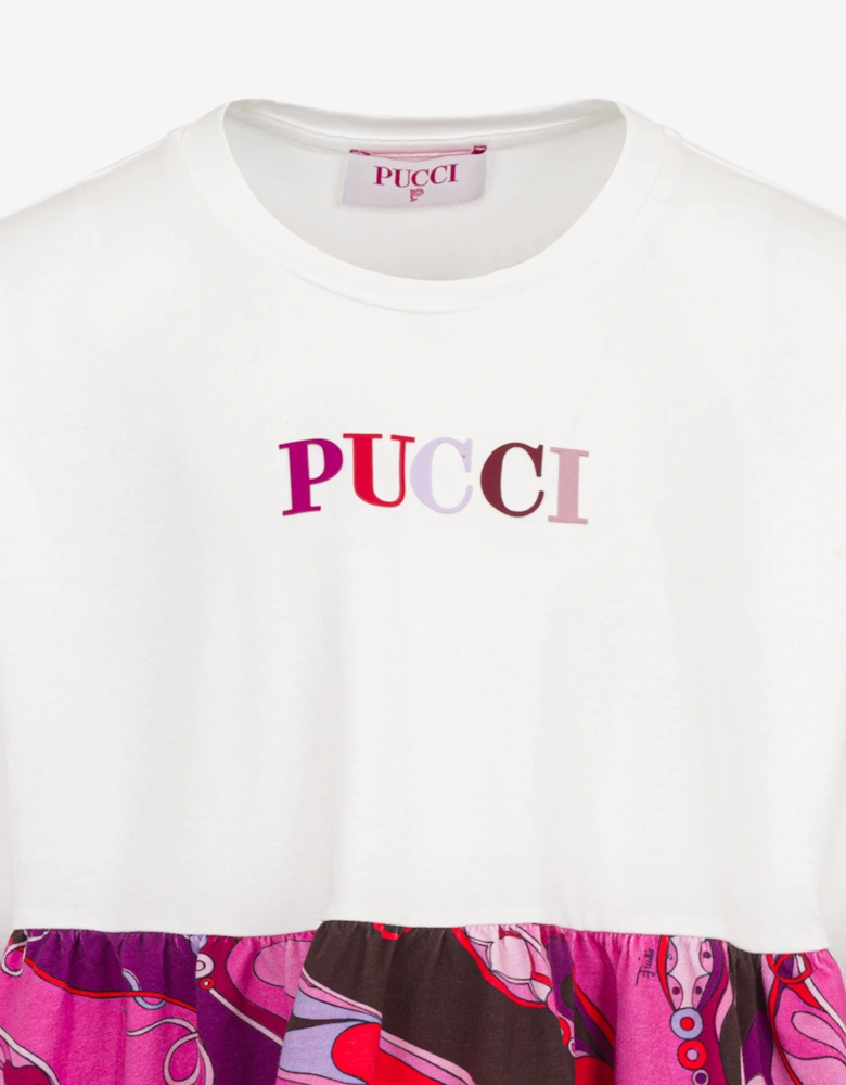 Girls Orchidee Print Dress in Ivory
