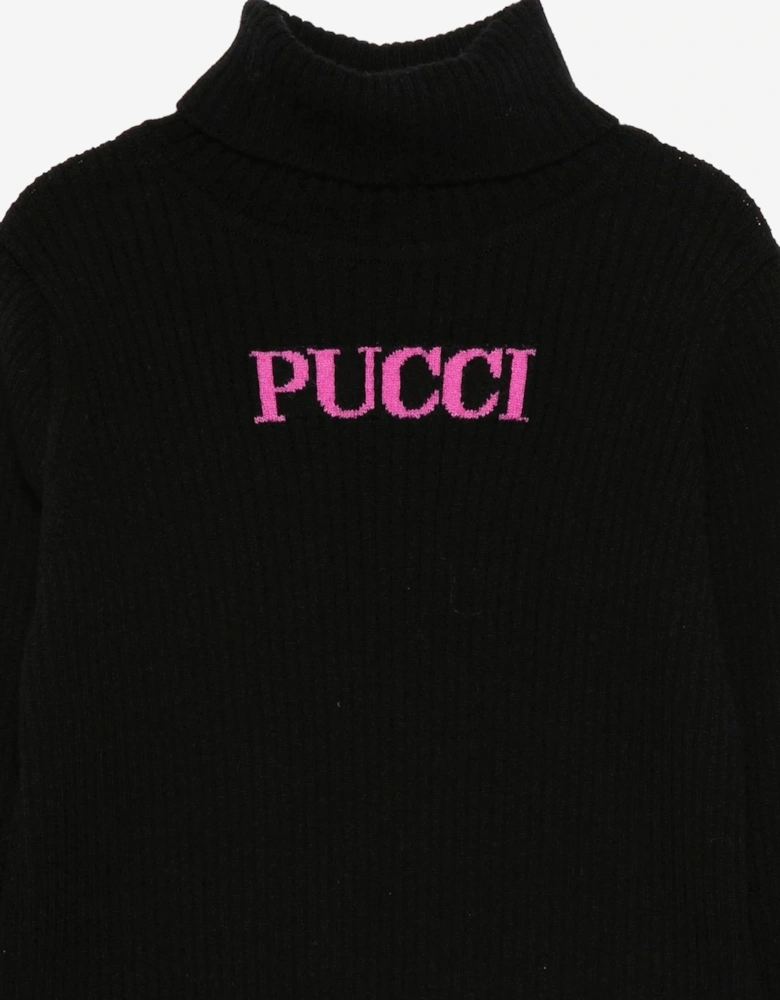 Girls Cashmere Rollneck Jumper in Black