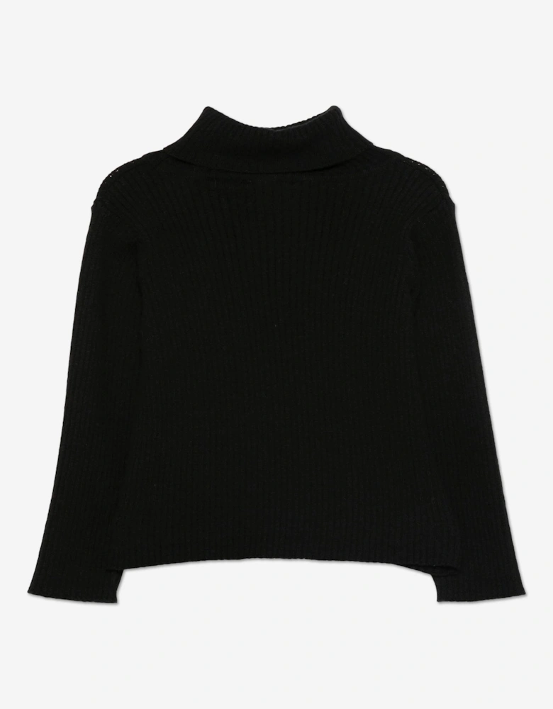 Girls Cashmere Rollneck Jumper in Black