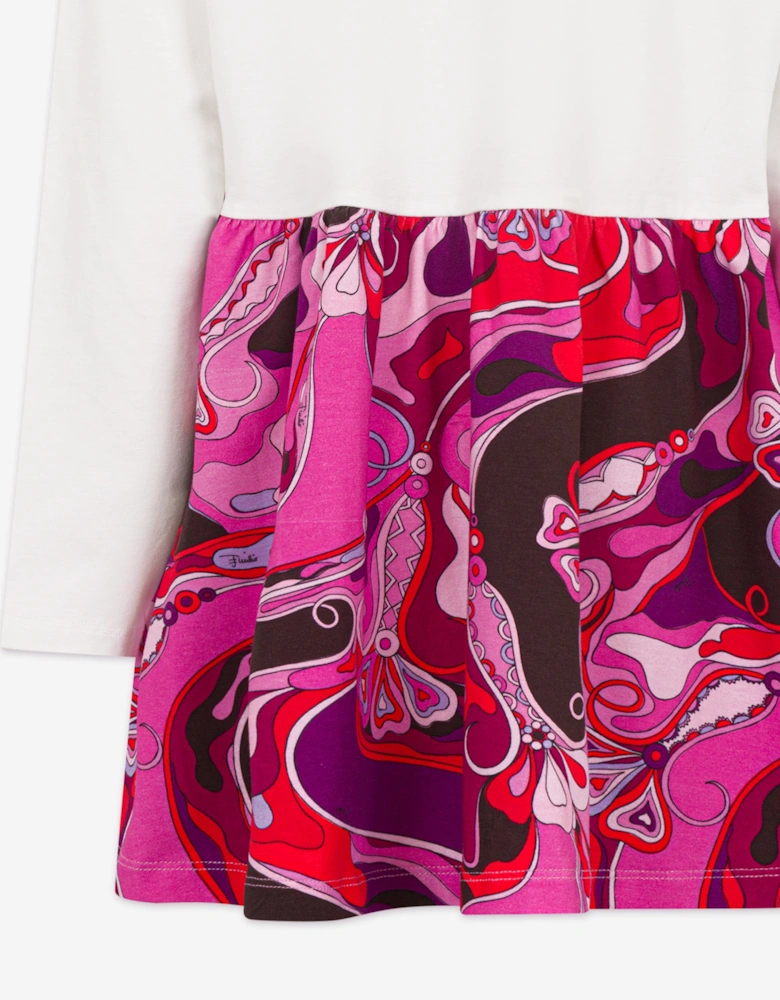 Girls Orchidee Print Dress in Ivory