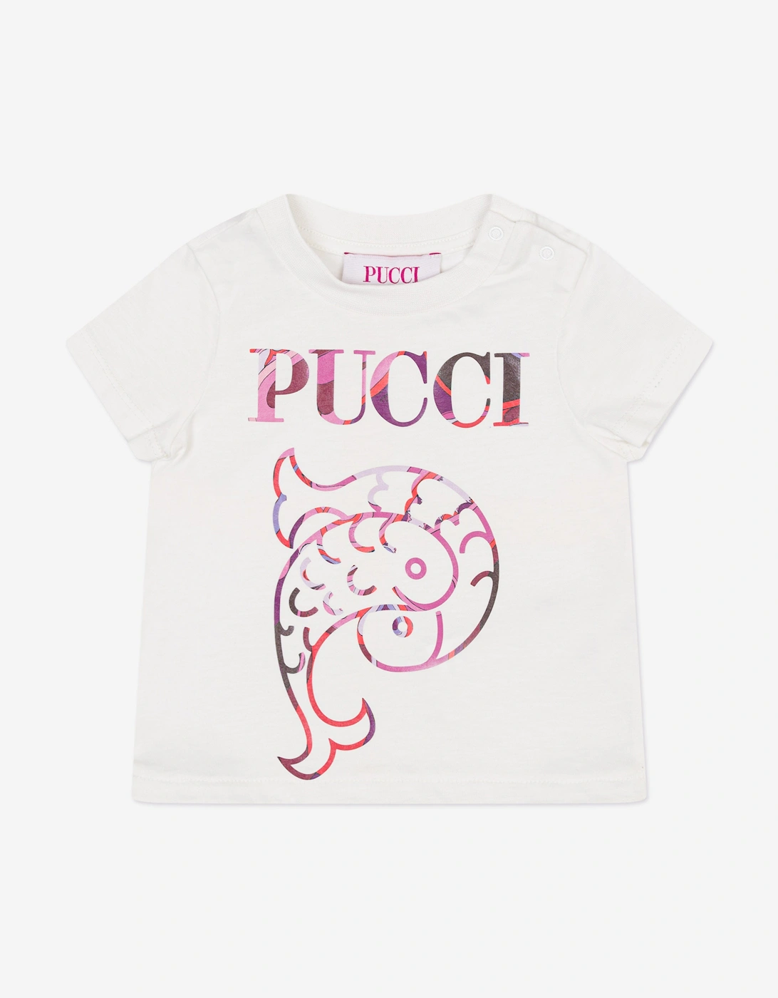 Baby Girls Fish Logo T-Shirt in Ivory, 4 of 3
