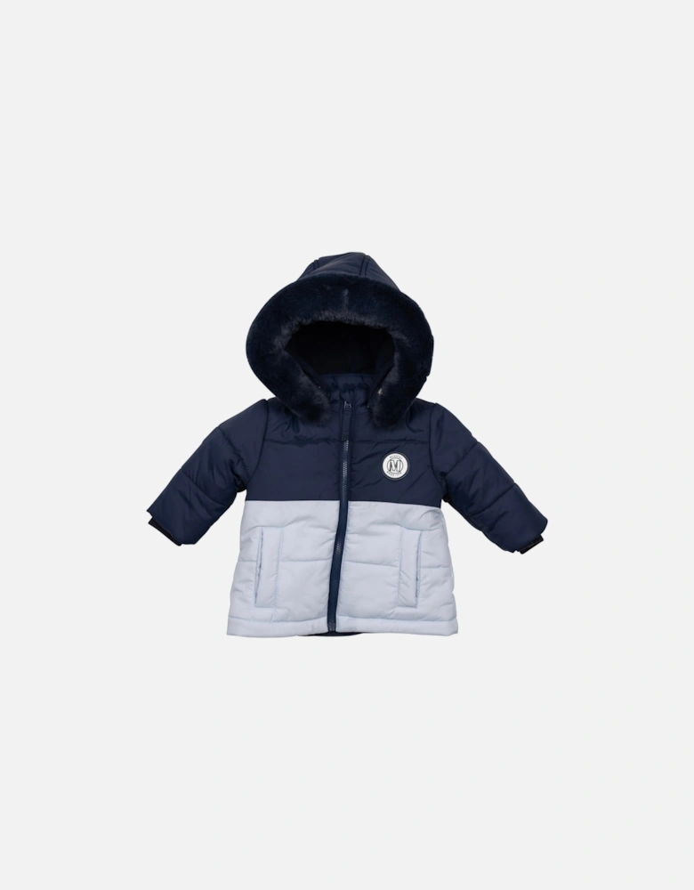 Boys Navy and Pale Blue Padded Coat
