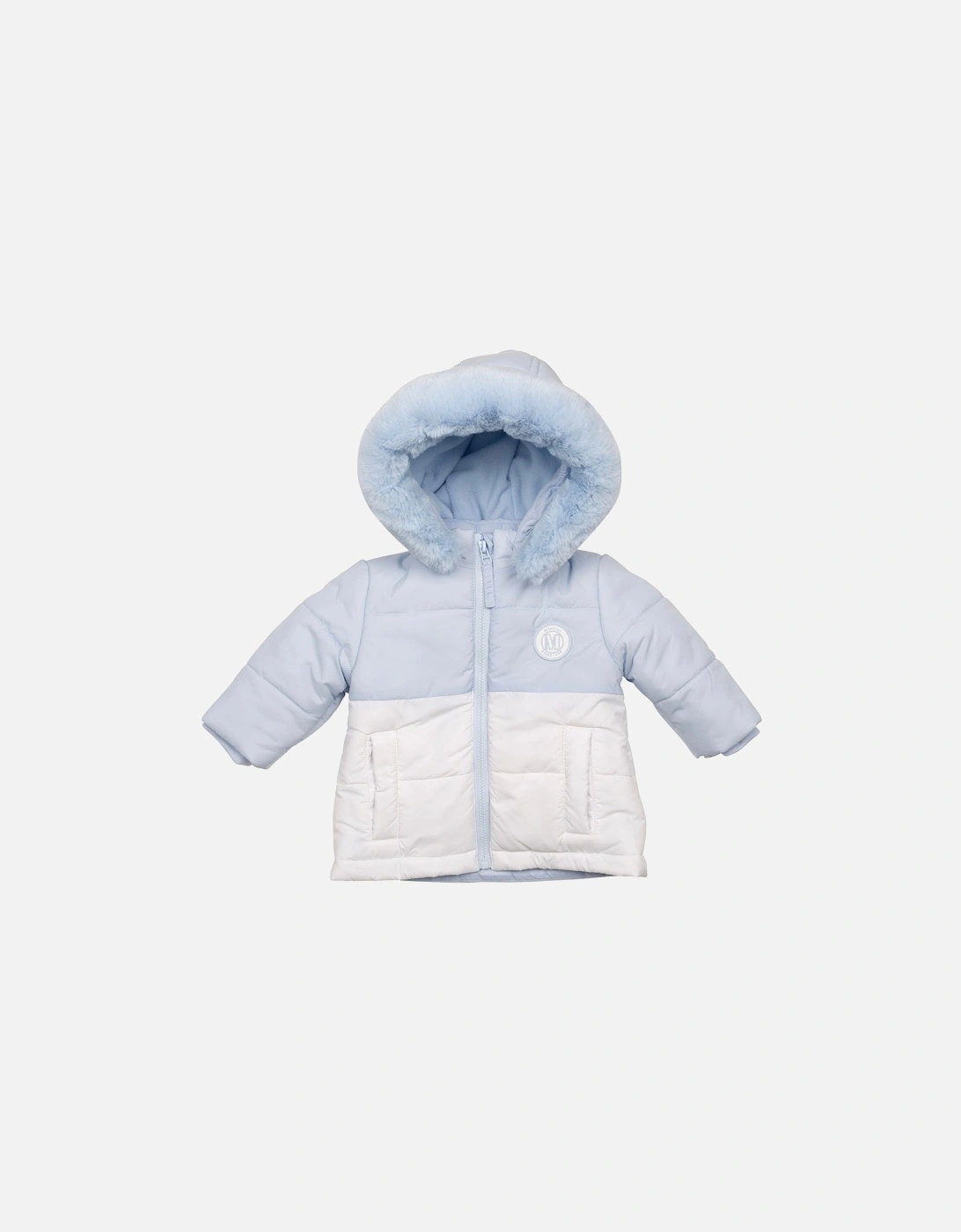 Boys Pale Blue and White Padded Coat, 5 of 4
