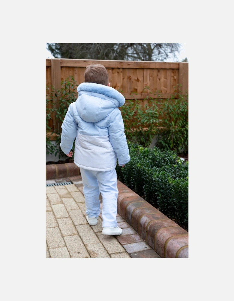 Boys Pale Blue and White Padded Coat
