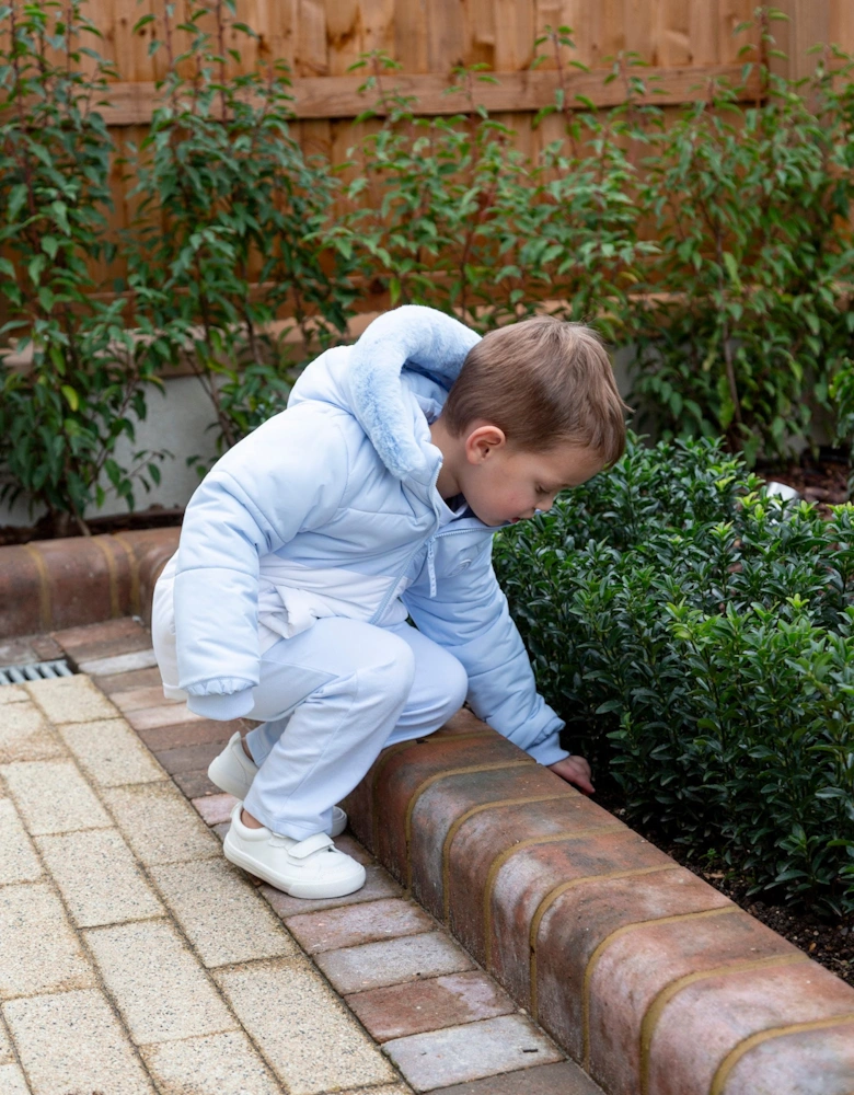 Boys Pale Blue and White Padded Coat