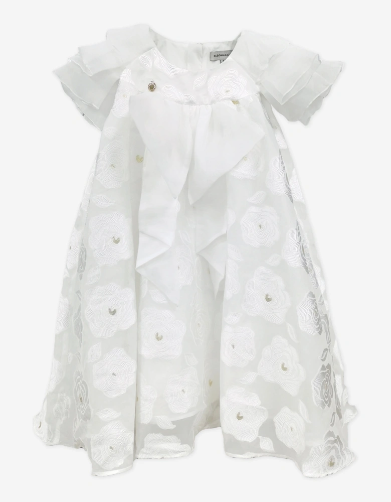 BCBG Girls Floaty Organza Floral Dress in White