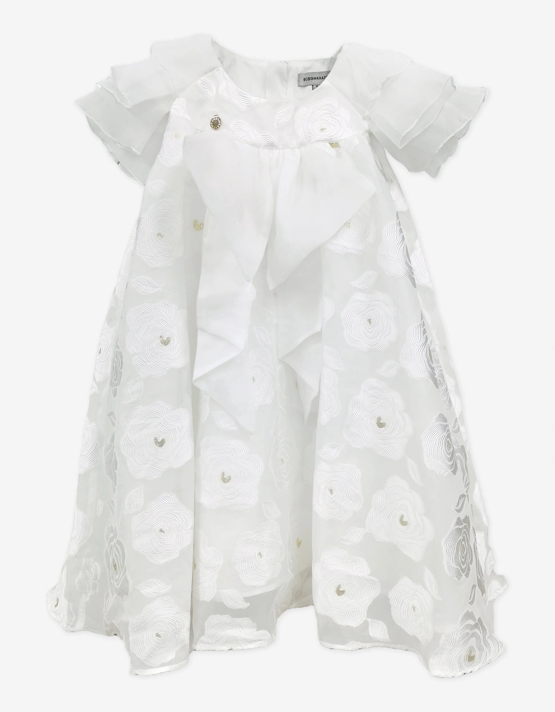 BCBG Girls Floaty Organza Floral Dress in White, 5 of 4