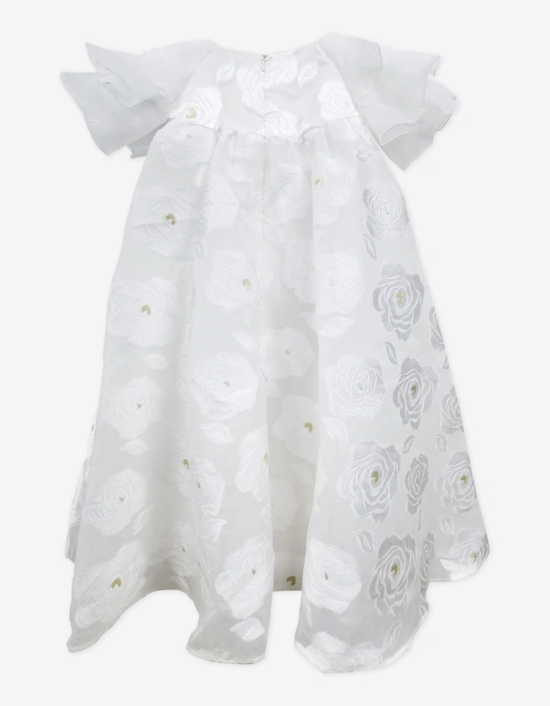 BCBG Girls Floaty Organza Floral Dress in White