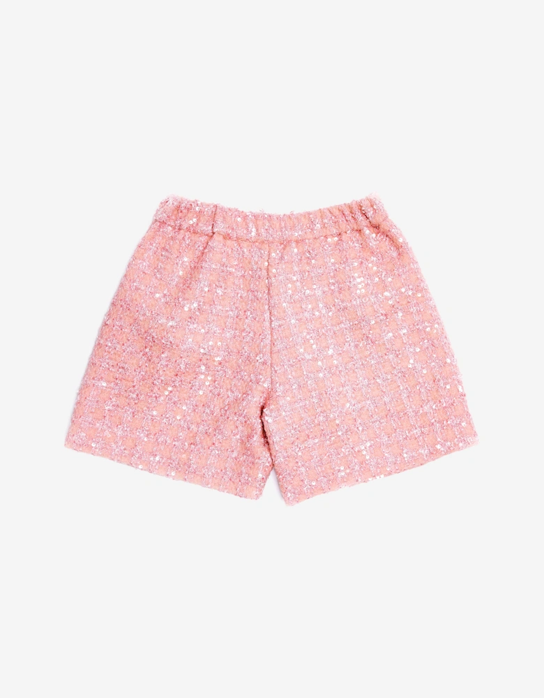 BCBG Girls Tweed Pleated Shorts in Pink