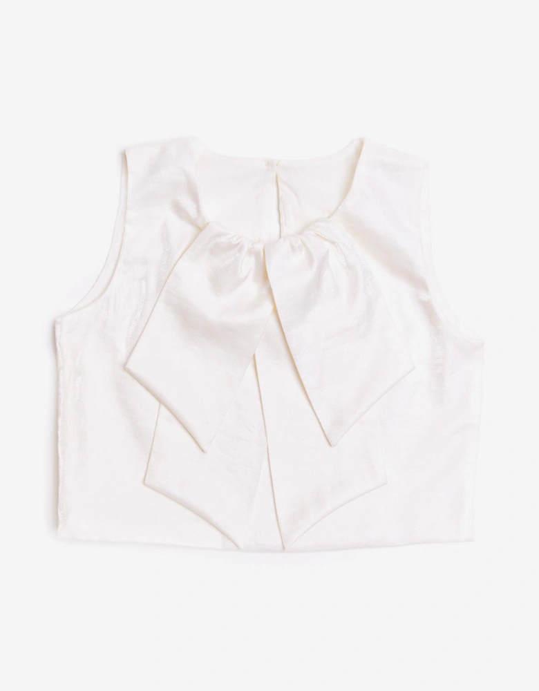BCBG Girls Bow Blouse in Ivory