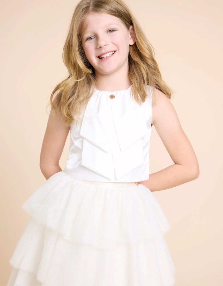 BCBG Girls Bow Blouse in Ivory