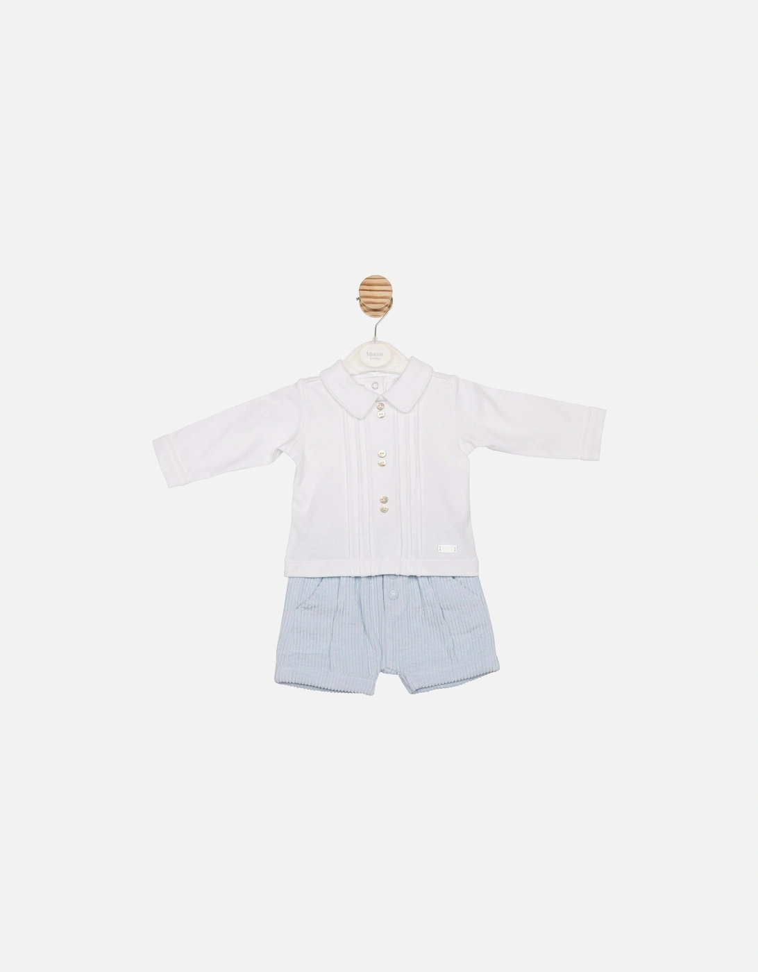 Boys Pale Blue Corduroy Short Set, 3 of 2