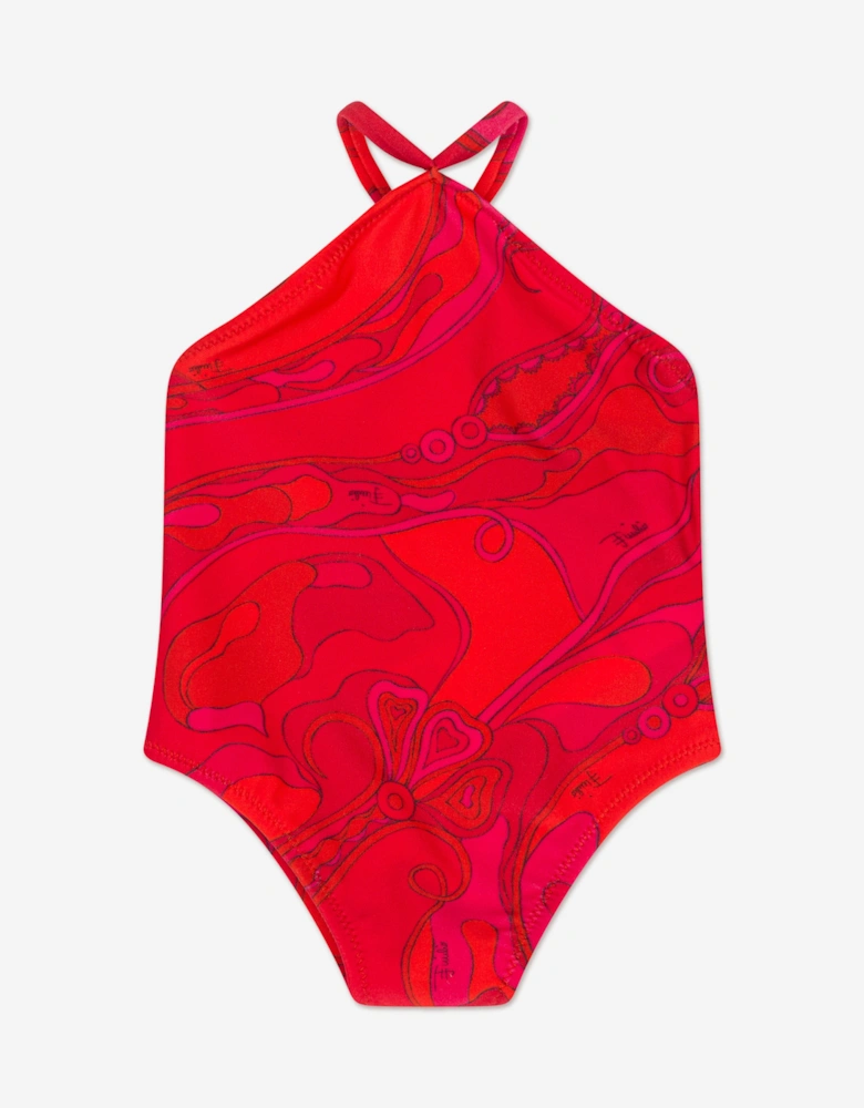 Baby Girls Orchidee Print Swimsuit in Red