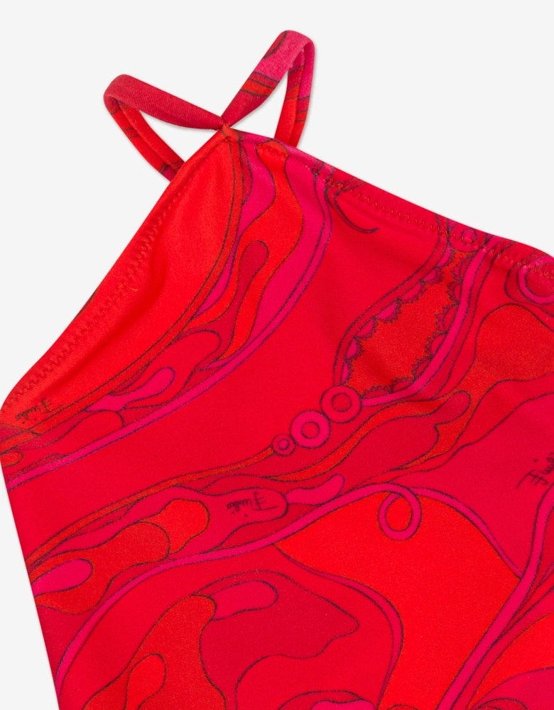 Baby Girls Orchidee Print Swimsuit in Red