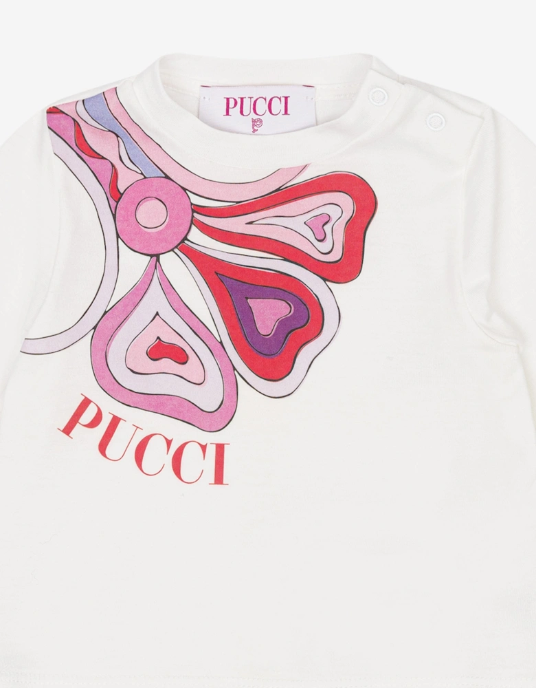 Baby Girls Long Sleeve Logo T-Shirt in Ivory