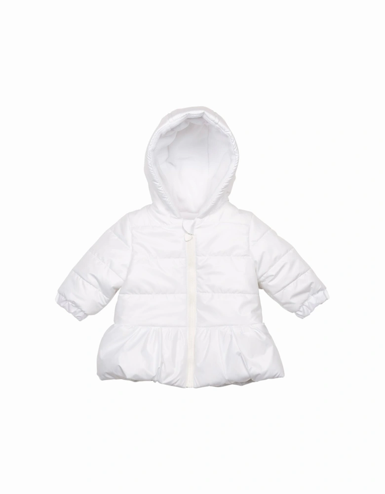 Girls White Pearlised Padded Coat