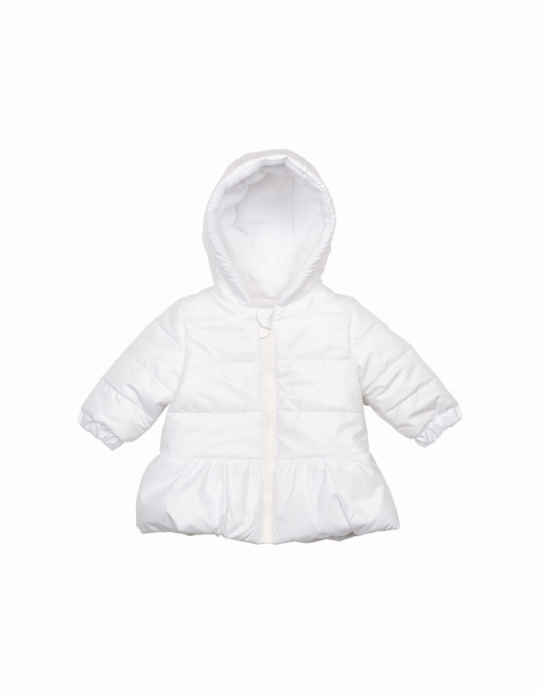 Girls White Pearlised Padded Coat, 3 of 2