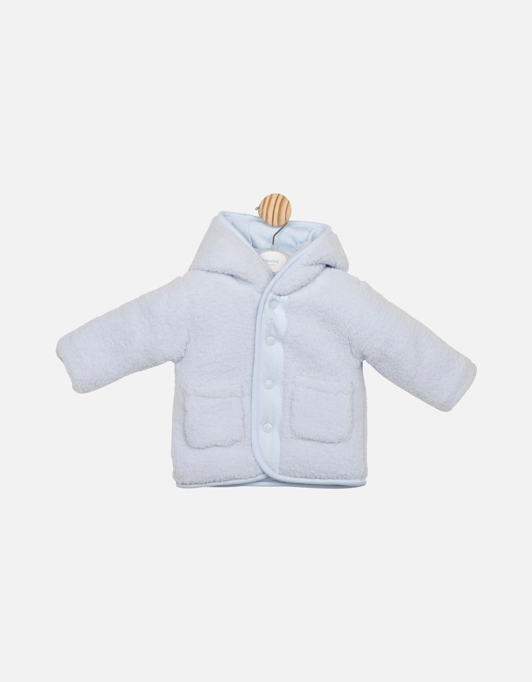 Boys Pale Blue Teddy Fleece Coat, 3 of 2