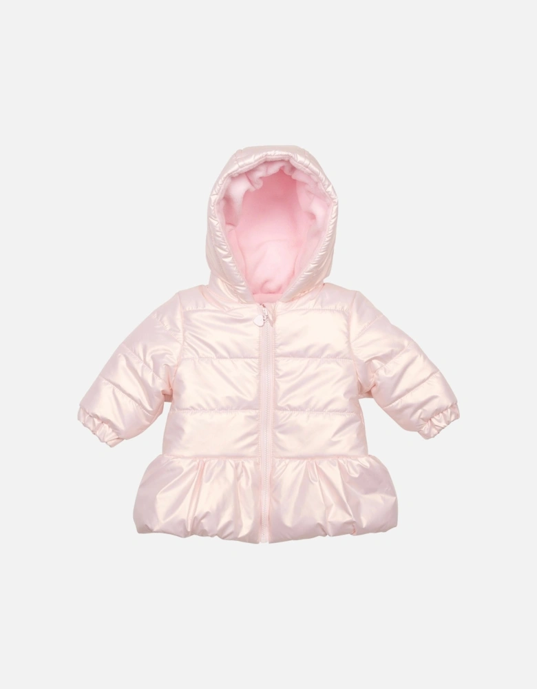 Girls Pale Pink Pearlised Padded Coat