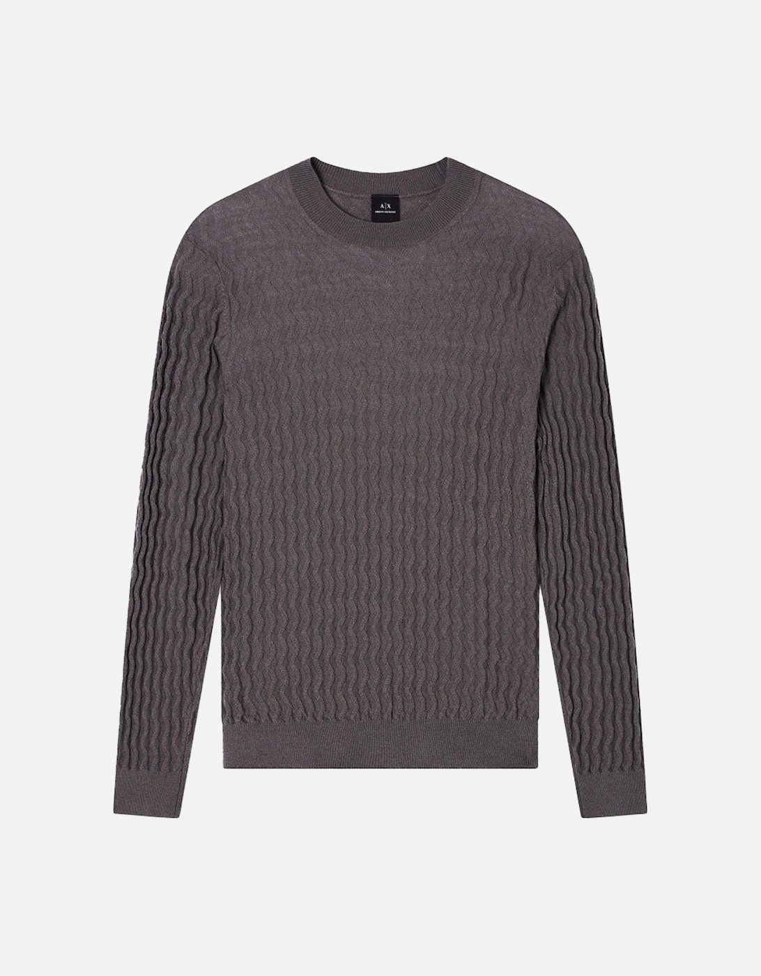 Exchange Crew Neck Wavy Ribbed Sweater - Grey XM001560, 4 of 3