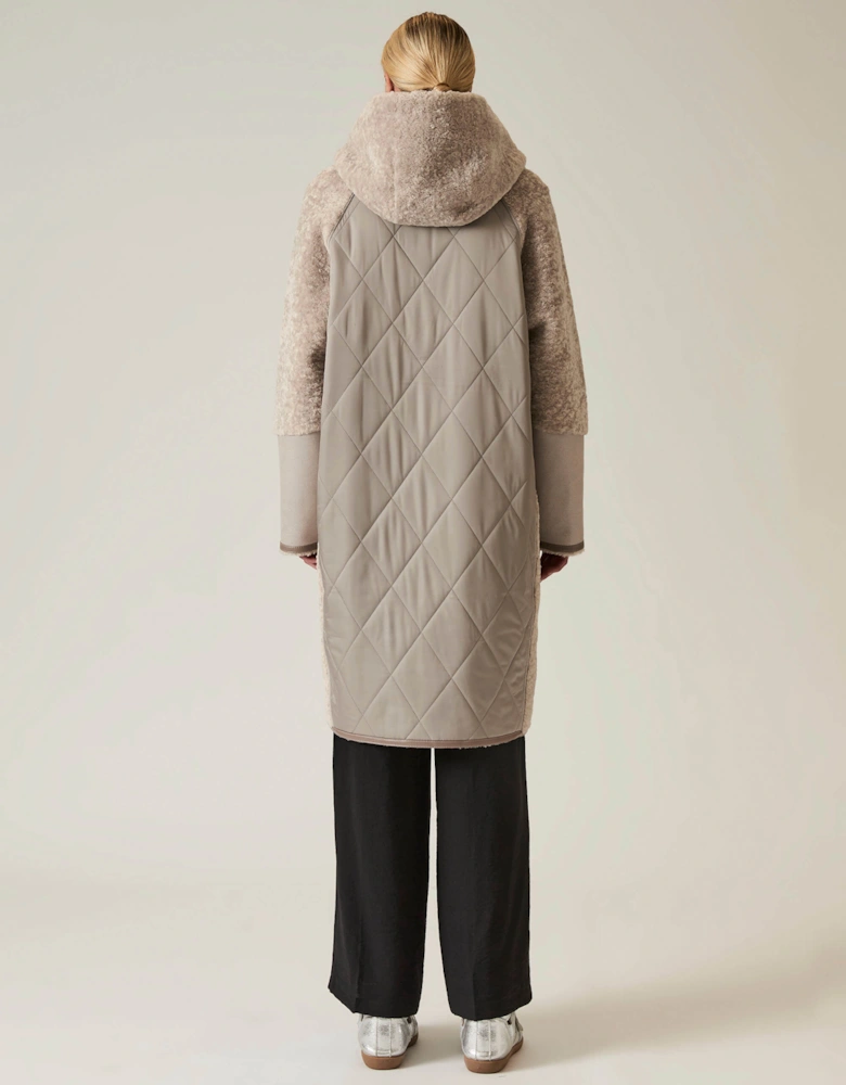Grey Reversible Faux Fur Hooded Coat