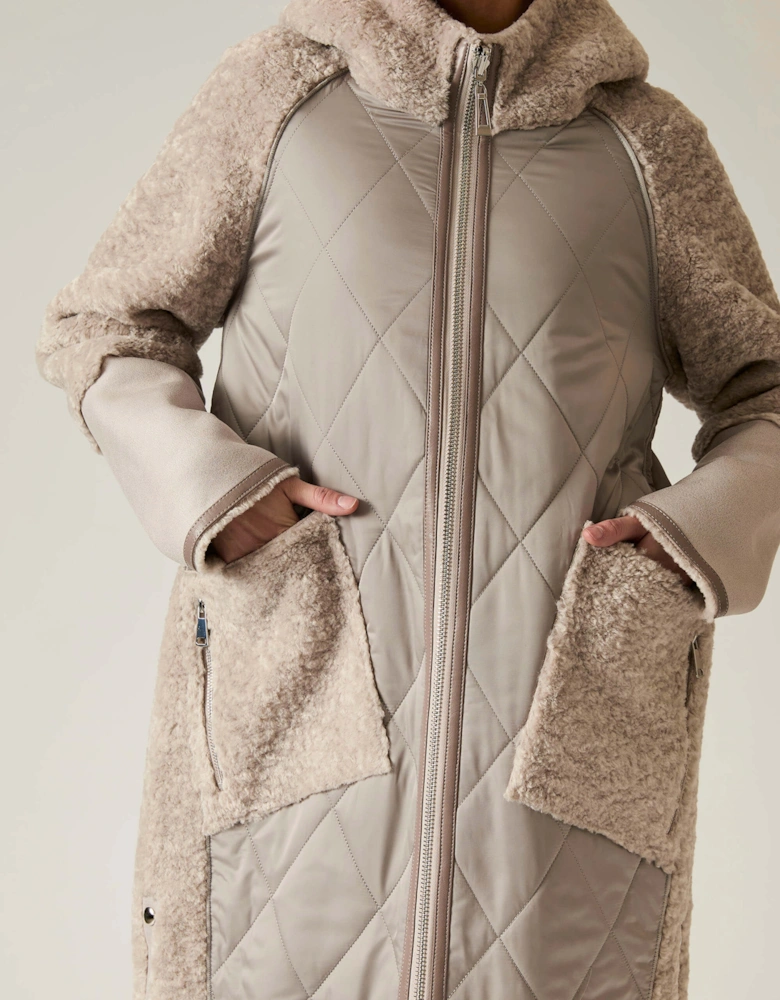 Grey Reversible Faux Fur Hooded Coat