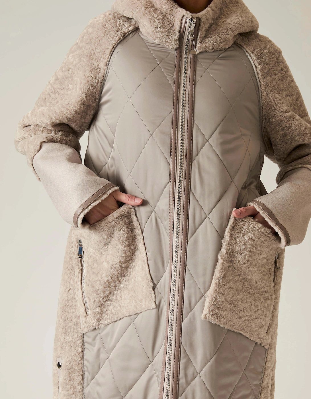 Grey Reversible Faux Fur Hooded Coat