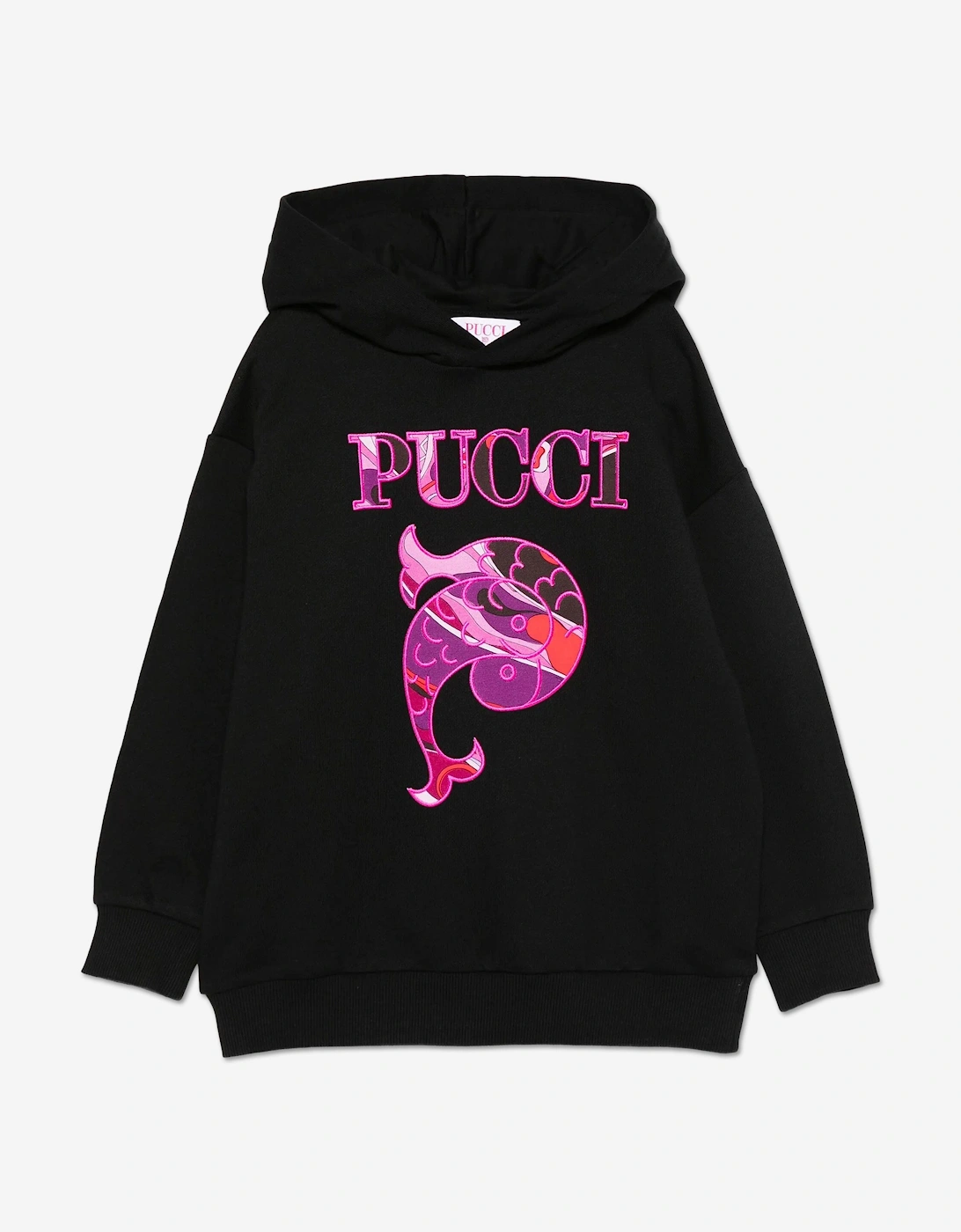 Girls Fish Logo Hoodie in Black, 4 of 3
