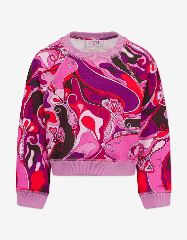 Girls Orchidee Print Sweatshirt in Pink