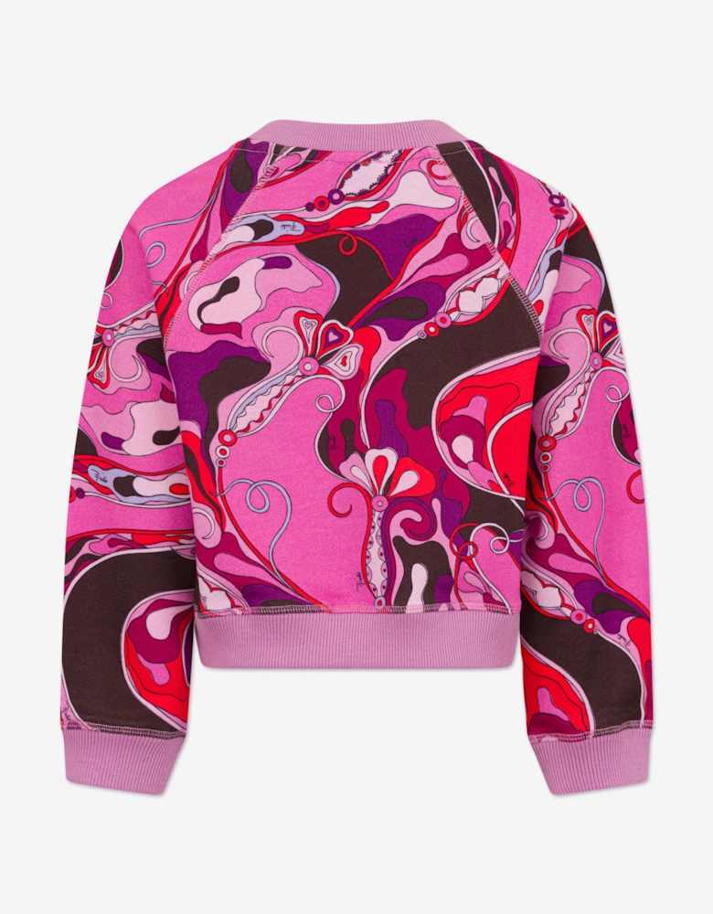 Girls Orchidee Print Sweatshirt in Pink