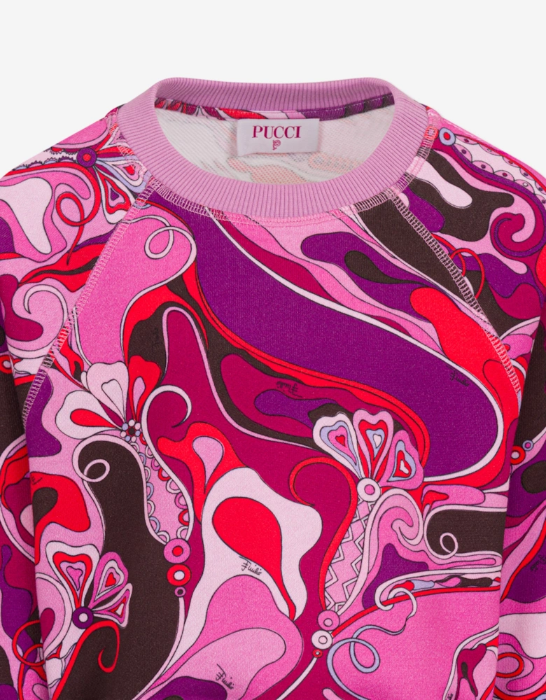Girls Orchidee Print Sweatshirt in Pink