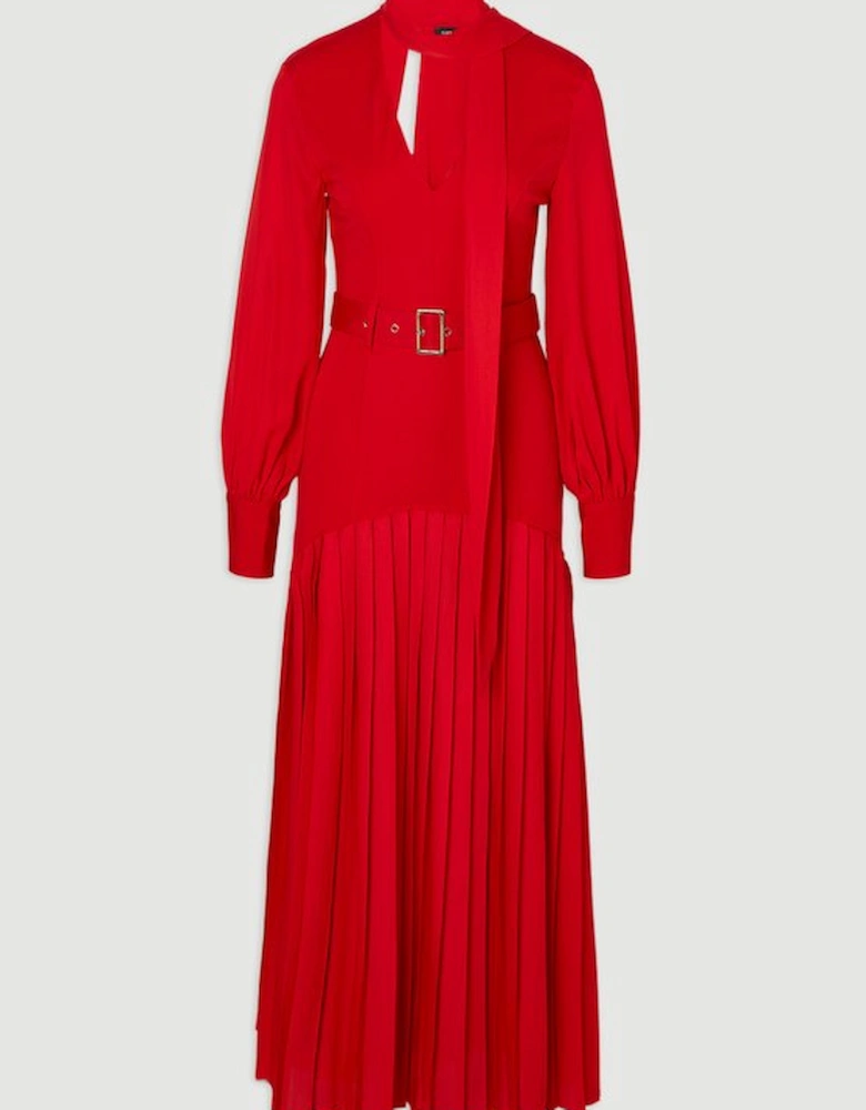 Jersey Ponte Georgette Mix Midi Dress