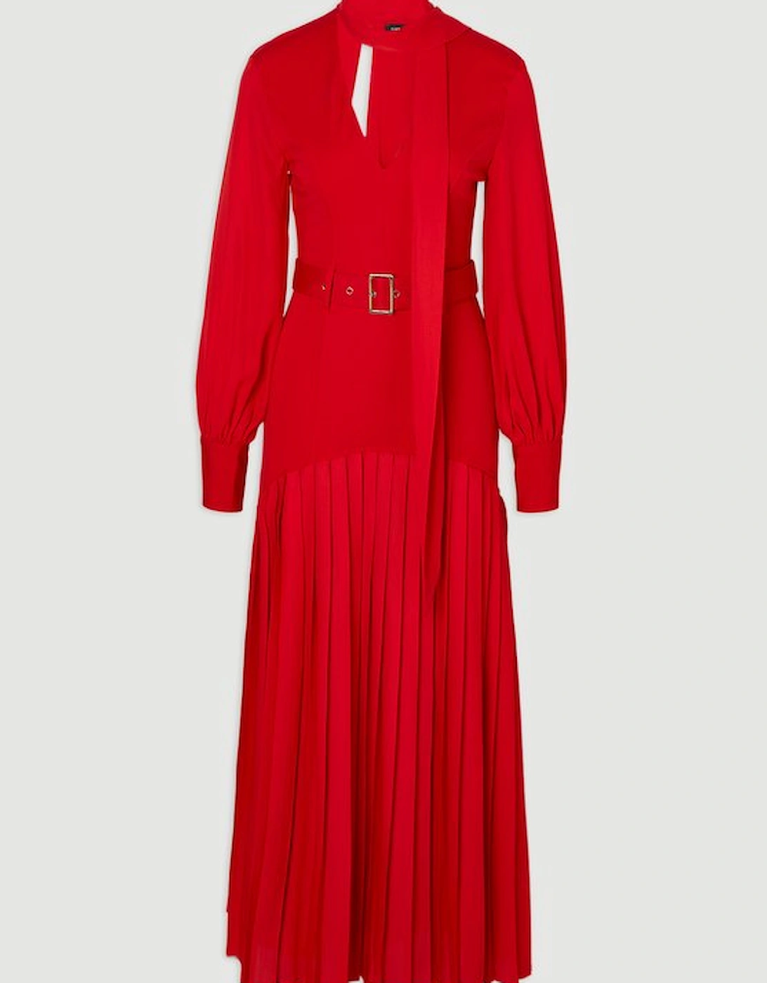 Jersey Ponte Georgette Mix Midi Dress