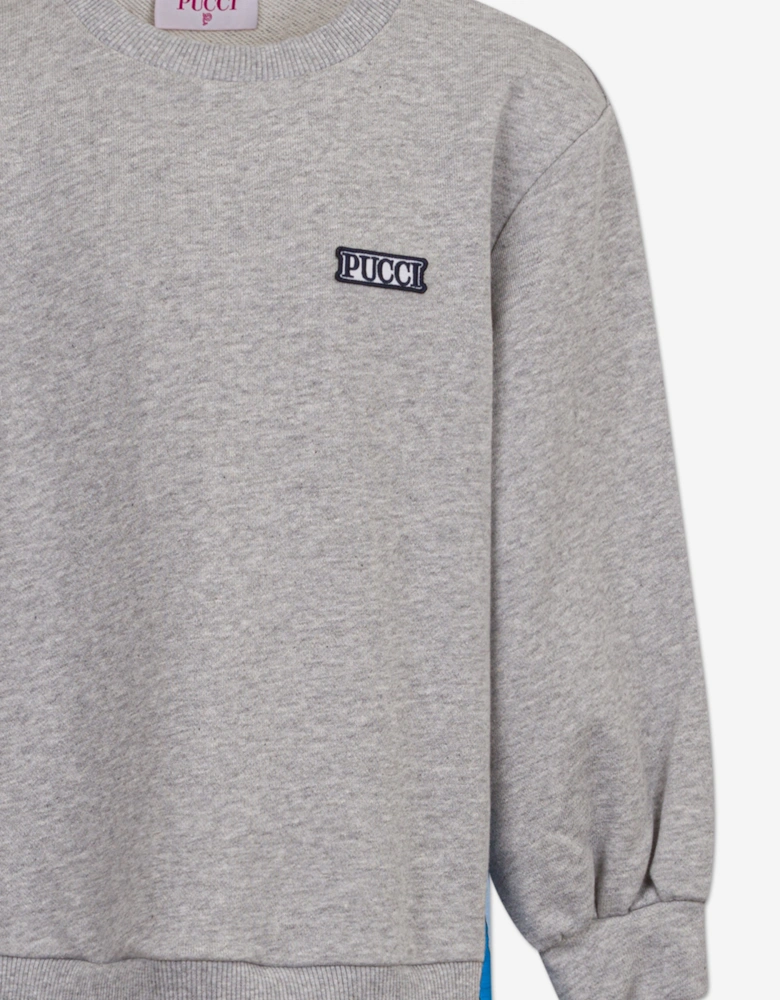 Girls Logo Sweater Dres in Grey